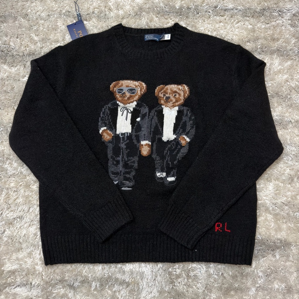 The Ralph and Ricky Tuxedo Bear Black Sweater by Polo Ralph Lauren